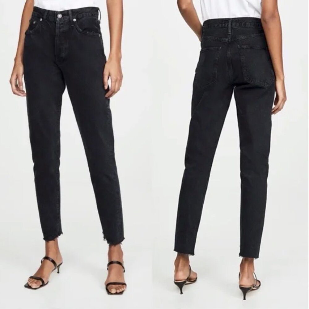 Agolde Jamie Straight-leg Mid-rise Black Jeans Size 26